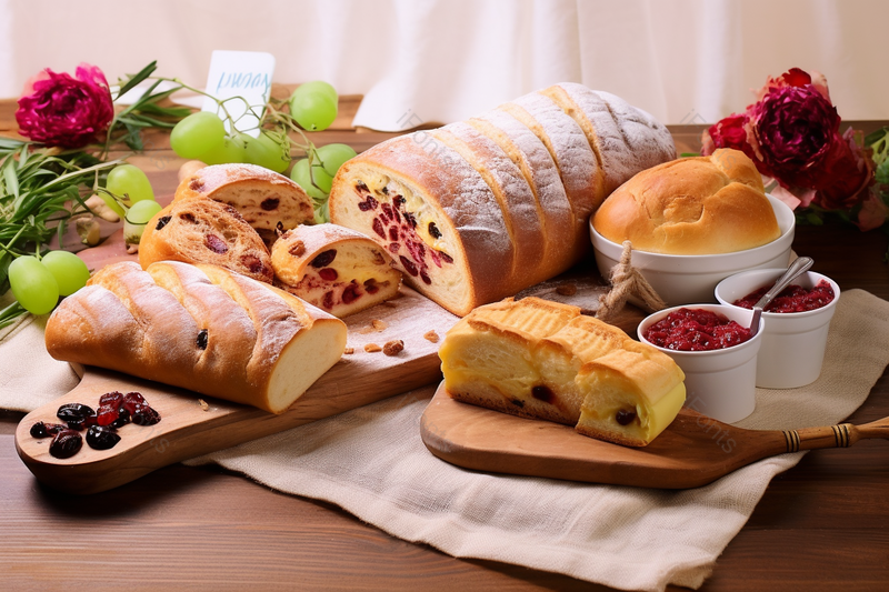 西点面包水果蛋糕餐桌烘焙摄影,高清,摄影图,摄影图片,图片大全,摄影图免费下载